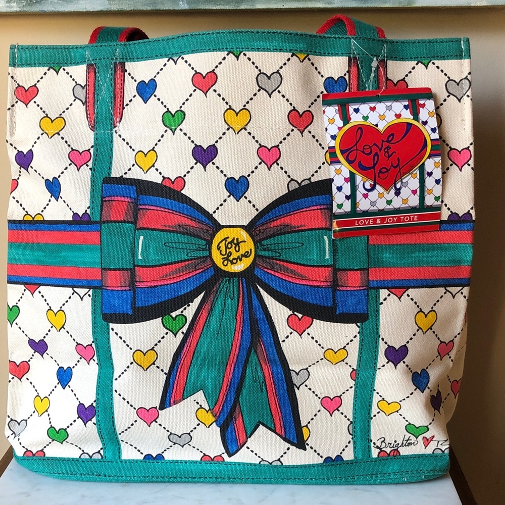 Brighton Multicolor Heart-Print Tote Bag - NWT